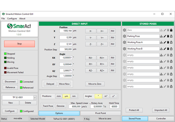 SmarAct Motion Control GUIソフトウエア